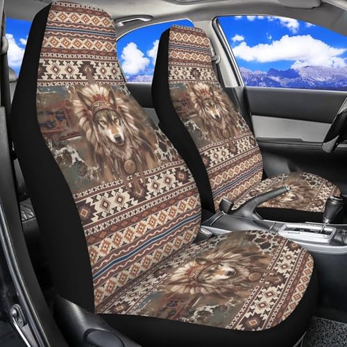 Housse de siège auto loup amérindien 52x138 cm lavable pour berline