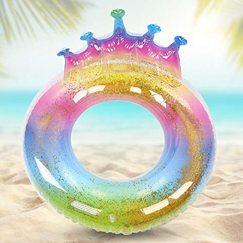 OhhGo Anel de natação brilhante com coroa flutuante | Círculo inflável