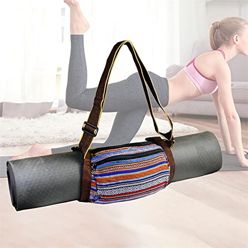 Grebest Yoga Mat Bag With Shoulder Strap,12.2" X 10.63"Bohemian Style Large Capacity Polyester Retro Adjustable Buckle Shoulder Bag For Gym Brown 12.2" X 10.63" #TOP2