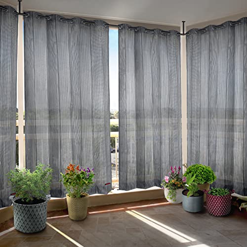 Image of HIPPO 150 GSM Outdoor Sun Blocking Balcony Eyelet /Grommet Curtains Sun & UV Protection, Light Filtering 3FTX7.5FT Door Curtain (Grey-Black)