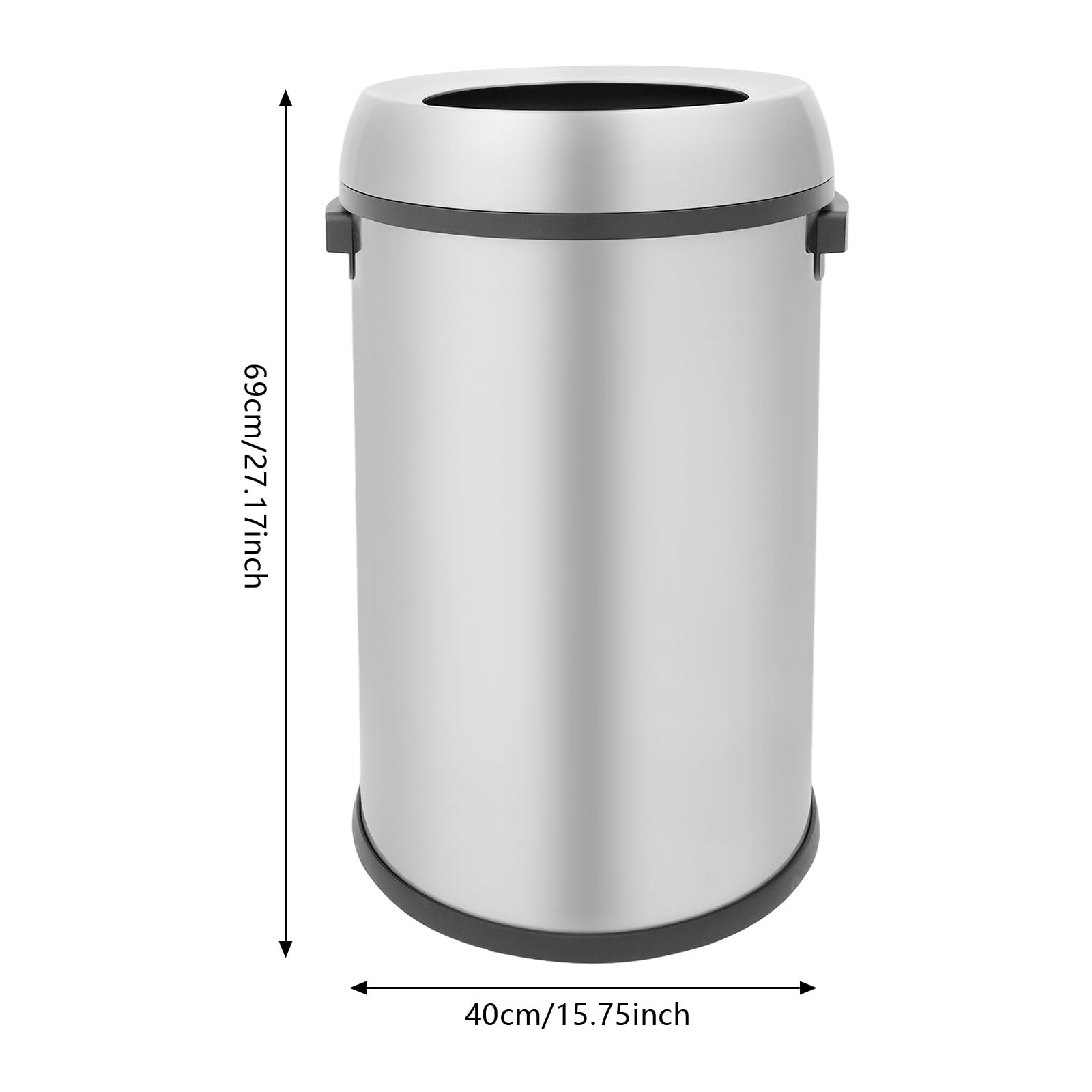 Cubo de basura de cocina, cubo de basura de acero inoxidable con tapa extraíble, 65 l, cubo de basura abierto para restaurantes, corredores de centros comerciales, vestíbulos de hotel, áreas