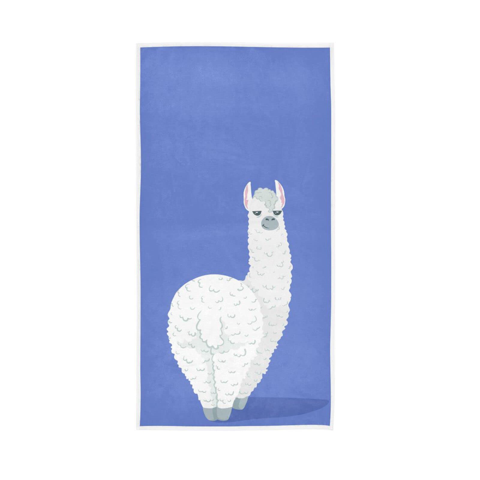 LSRCPD Hand Towels Funny Llama Alpaca Print Decor Fingertip Soft Face Towel Absorbent Bathroom Kitchen Towels