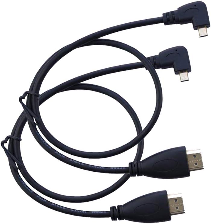 Seadream 2Pack 20" 50CM 90 Degree Left Angled Micro HDMI Male to HDMI Male Cable (2Pack Left Angled)