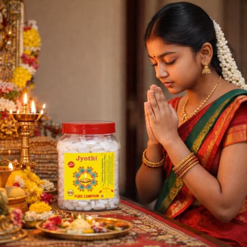 Image of Jyothi Pure Camphor - 250 Gram / 100% Natural Karpooram for Pooja, Aarti & Meditation, Original Kapoor Crystals for Kapur Dani Diffuser & Air Purifier