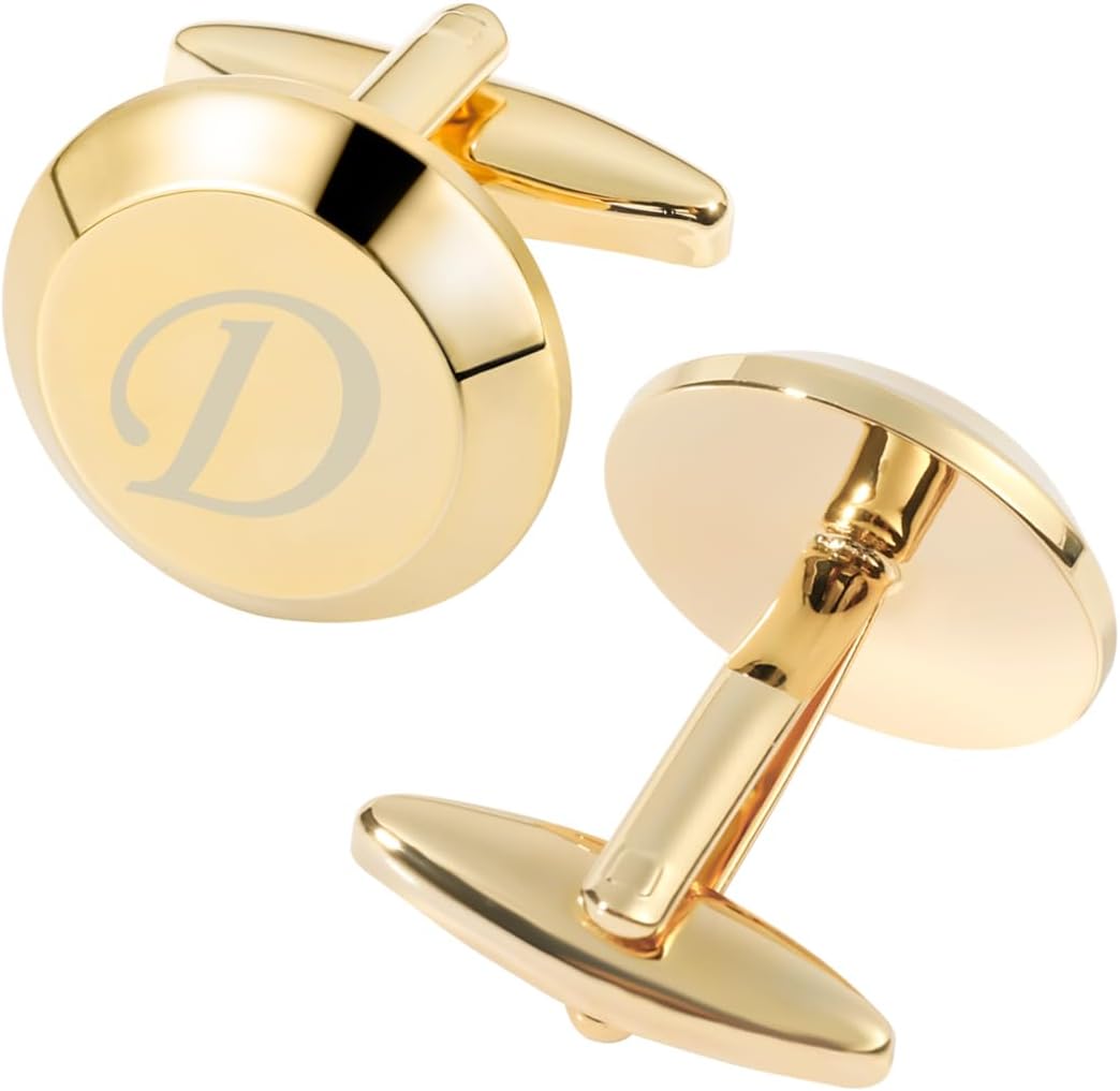 GWD Cufflinks for Men Stainless Steel Initial Cuff Links Alphabet Letter A-Z Groom Father Gift - Image 2