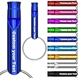 20 Pcs Custom Emergency Whistles with Keychains, Personalized Loud Safety Survival Whistle Engraved with Name/Text, Bulk Whistles for Outdoor Sports, Camping, Hiking, Boating, Hunting (Blue)