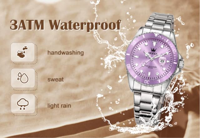 Image of OLEVS Watch Women Silver Watches for Women Luxury for Small Wrists Dress Stainless Steel Women's Wrist Watches Easy to Read Reloj para Mujer Black /Blue /Gold /Green /Pink /Purple