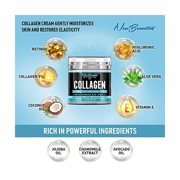 Collagen Cream For Face - Anti Aging Face Night Cream For Women - Made In USA - Anti Wrinkle Face Cream With Collagen - Retinol Cream With Hyaluronic Acid - Firming & Hydrating Effect - Facial Night Cream - 1.7Oz