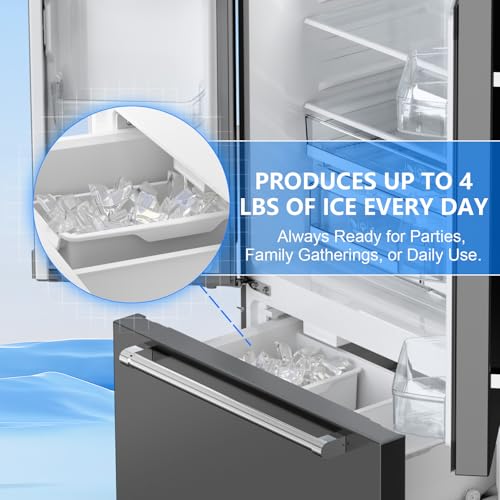 Image of Antarctic Star 2 French Door Refrigerator, Auto Ice & Water Filter, VCM Stainless, Multi-Air, Fast Cooling, Inverter, LED Alarm, Energy Star, 20.3 Cu Ft, Grey