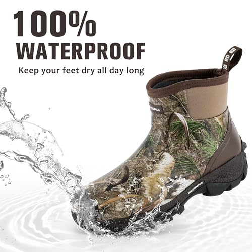 WOVENPAK Waterproof Garden Shoes Rain Boots for Men, Ankle Rubber Work Boots, Insulated Outdoor Mud Boot for Gardening, Hunting, Farming, Camping and Yard, Size 6-13 - image 3