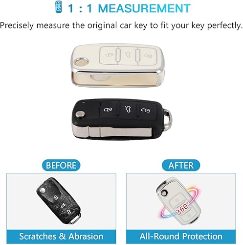 Miniatura 8 de 1797 Funda para llavero de 3 botones para VW Volkswagen Jetta Beetle Tiguan Passat Accesorios de Golf Llavero de coche, funda protectora de TPU