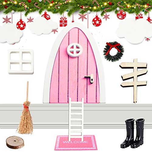 Hehglng Feentür Aus Holz Grün - Miniatur Garten-Zubehör Für Baumstämme