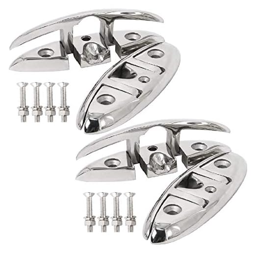 NovelBee 4 Pack of 6.1 Inch 316 Stainless Steel Folding Cleat,Flip Up Dock Cleat