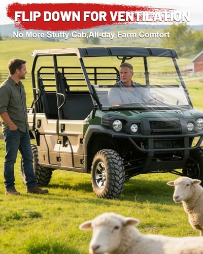 Image of StarknightMT Flip Windshield Compatible with Kawasaki Mule Pro FXT FX DX(T)