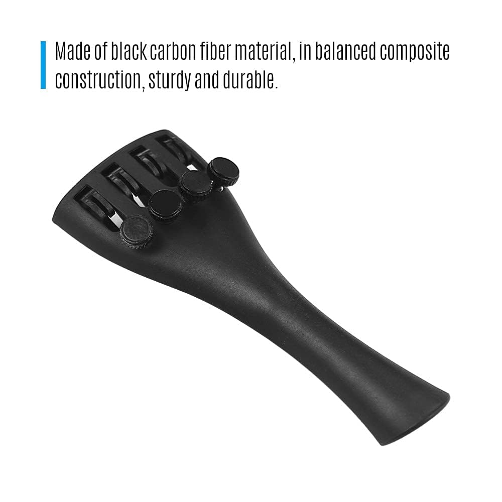 HXYIG Carbon Fiber Violin Fiddle Tailpiece for 1/8 Violins with Four Fine Tuners and Tailpiece Gut Cord Professional Orchestral Strings Parts Kit