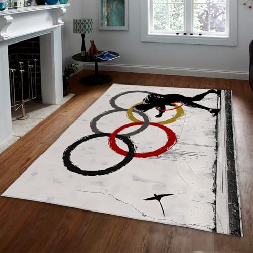 Tapis lavable antidérapant pour salon moderne résistant aux taches de nourriture
