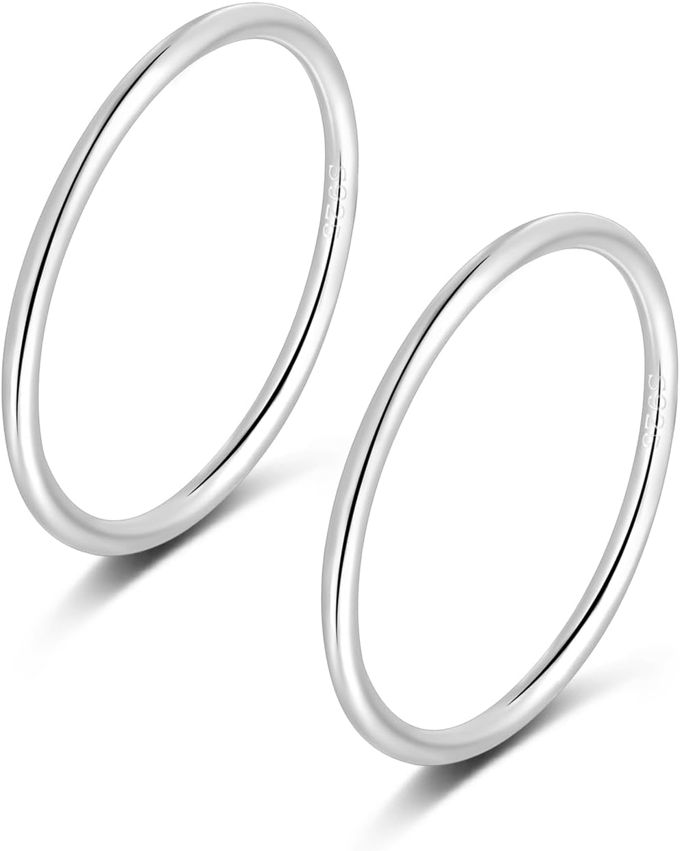 925 Sterling Silver 1.2mm Stacking Midi Thin Rings Thumb Pinky Ring Stack Knuckle Rings for Women Band Ring Size 2.5-8.5