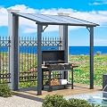 AECOJOY 8' x 5' Gazebo Outdoor Pergola for Patio, Lean to Hard Top Grill Gazebo Shelter Pergolas and Gazebos Clearance with Roof, Small Wall-Mounted Heavy Duty Awnings for Patio, Decks, Backyard