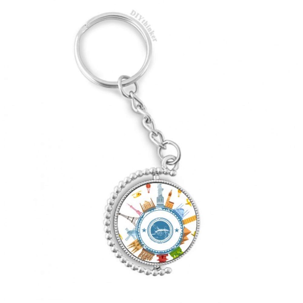 Llavero giratoria Tierra de diseño exclusivo con anillo de peregrino y monumentos 4