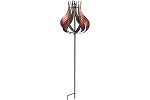 Teamson Home Tulip Kinetic Metal Weather Resistant 360 Degrees Swivel Windmill Wind...
