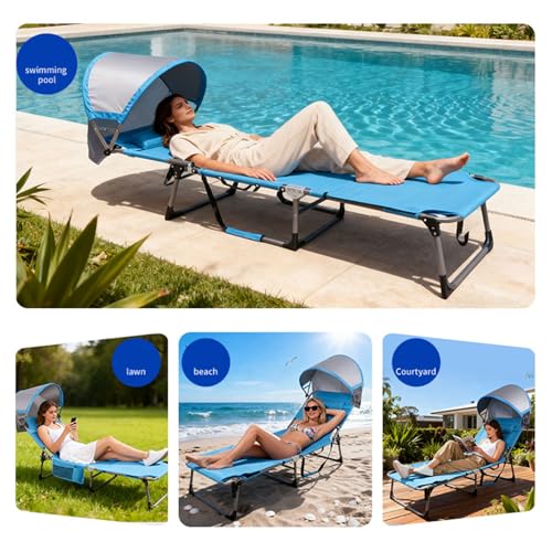 Chaise de terrasse pliable auvent 360 protégeant du soleil et vent - 6