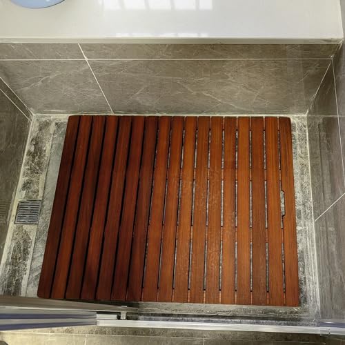 Tapis de bain en bois massif 40x61 cm antidérapant avec lattes pour douche