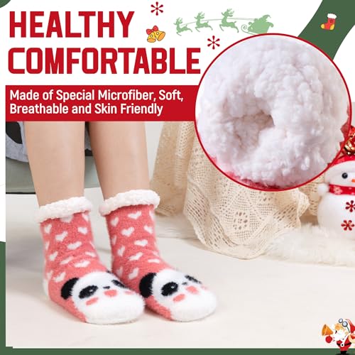 DoSmart Kids Girls Slipper Fuzzy Socks Soft Warm Cozy Animal Anti-Slip Winter Thermal Christmas Indoor Socks2