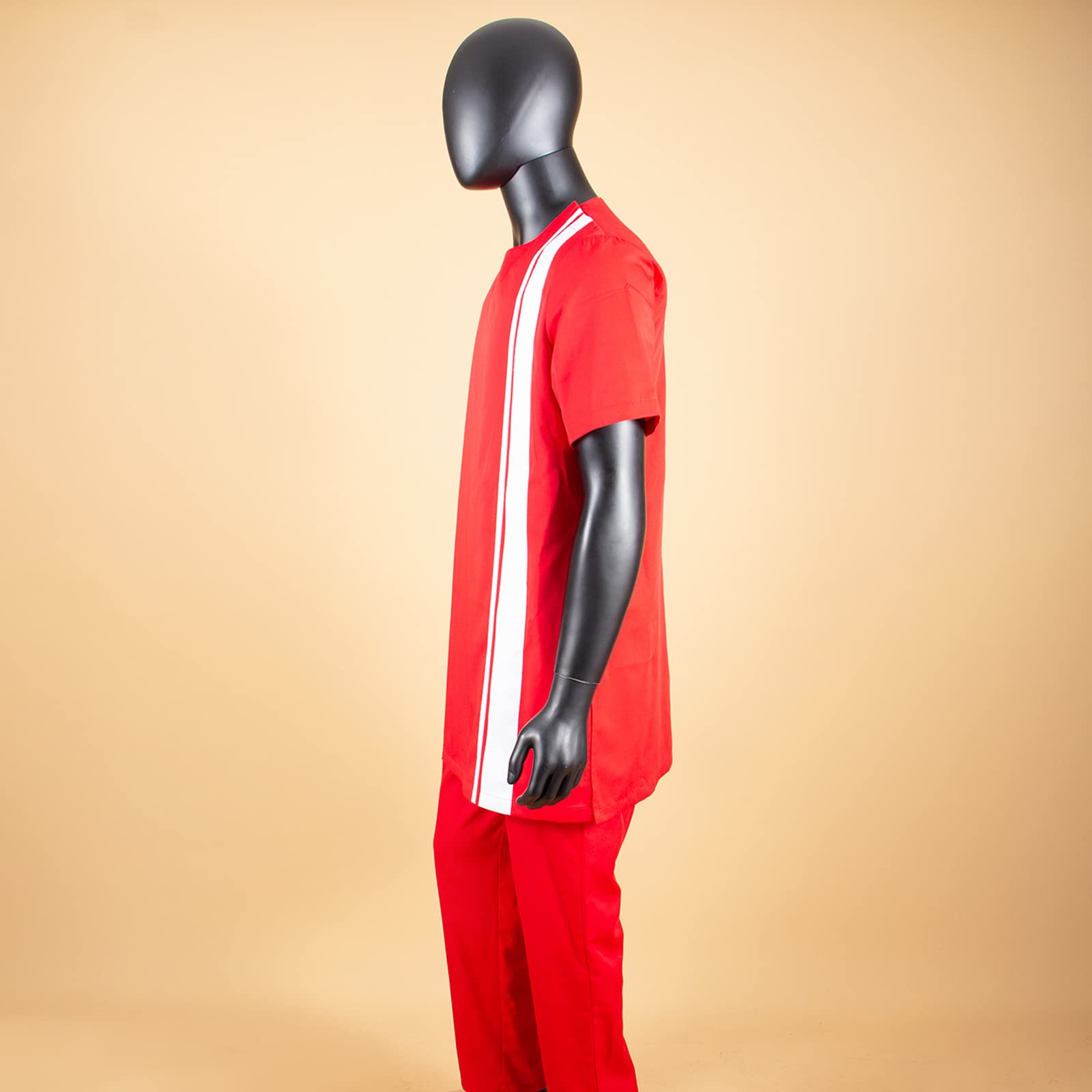 Trajes africanos para hombre, camisas y pantalones, conjunto de 2 piezas, atuendo Ankara de talla grande, traje casual, Rojo -, Small