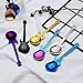 Guitar Coffee Teaspoons,7pcs Stainless Steel Colorful Dessert Spoon Musical Demitasse Spoon Cute Kitchen Utensil for Stirring/Mixing/Dessert/Ice Cream Spoon, Perfect Gifts for Music Guitar Lover