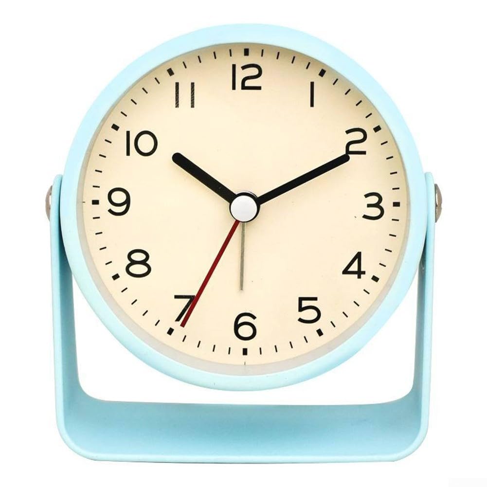 SPORTARC Silent Table Desk Alarm Clock, Metal Alarm Clock Swing Small Turn Clock Alarm Clock, Vintage Alarm Clock For Living Room Bedroom(blue)