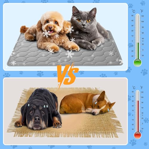 Ajuanbazha Kühlmatte Hund, Selbstkühlende Hundematte Sommer Kühlkissen, Ungiftige Waschbare KüHldecke für Hunde und Katzen, Tragbare Kältematte für Zuhause, Auto und Outdoor
