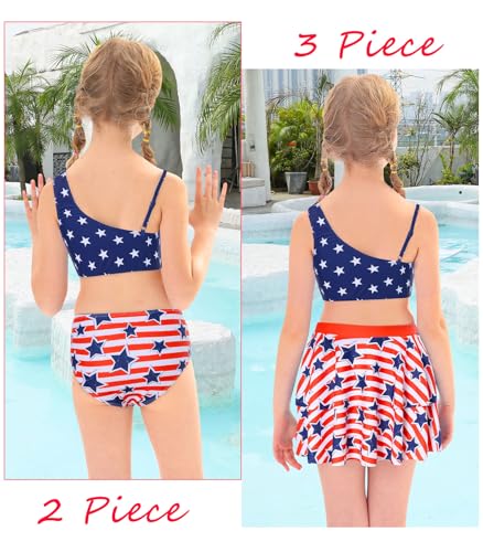 Image of RAISEVERN Girls Swimsuit 3 Piece Bathing Suits Cute Swimwear for 5-12 Years