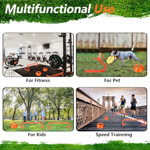 QIJISTORM 10 Pcs 6\" Speed Agility Training Hurdles with 6 Marker Cone Durable Detachable Training Hurdle Plyometric All Purpose Speed Hurdle Equipment for Athletes Soccer Basketball Football Practice