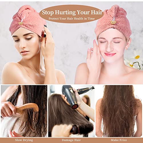 Domxies Microfiber Hair Towel Wrap, Hair Drying Towel, Ultra Absorbent Fast Drying Hair Towel Wraps For Wet Hair, Long, Curly, Thick, Frizzy Hair (Grey+Mint Green) #TOP1