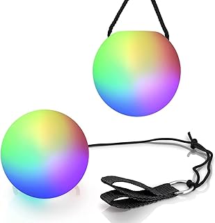 JIEBA LED Poi Ball Swirling Light Rave Toy (Set of 2) Color Changing Poi Balls