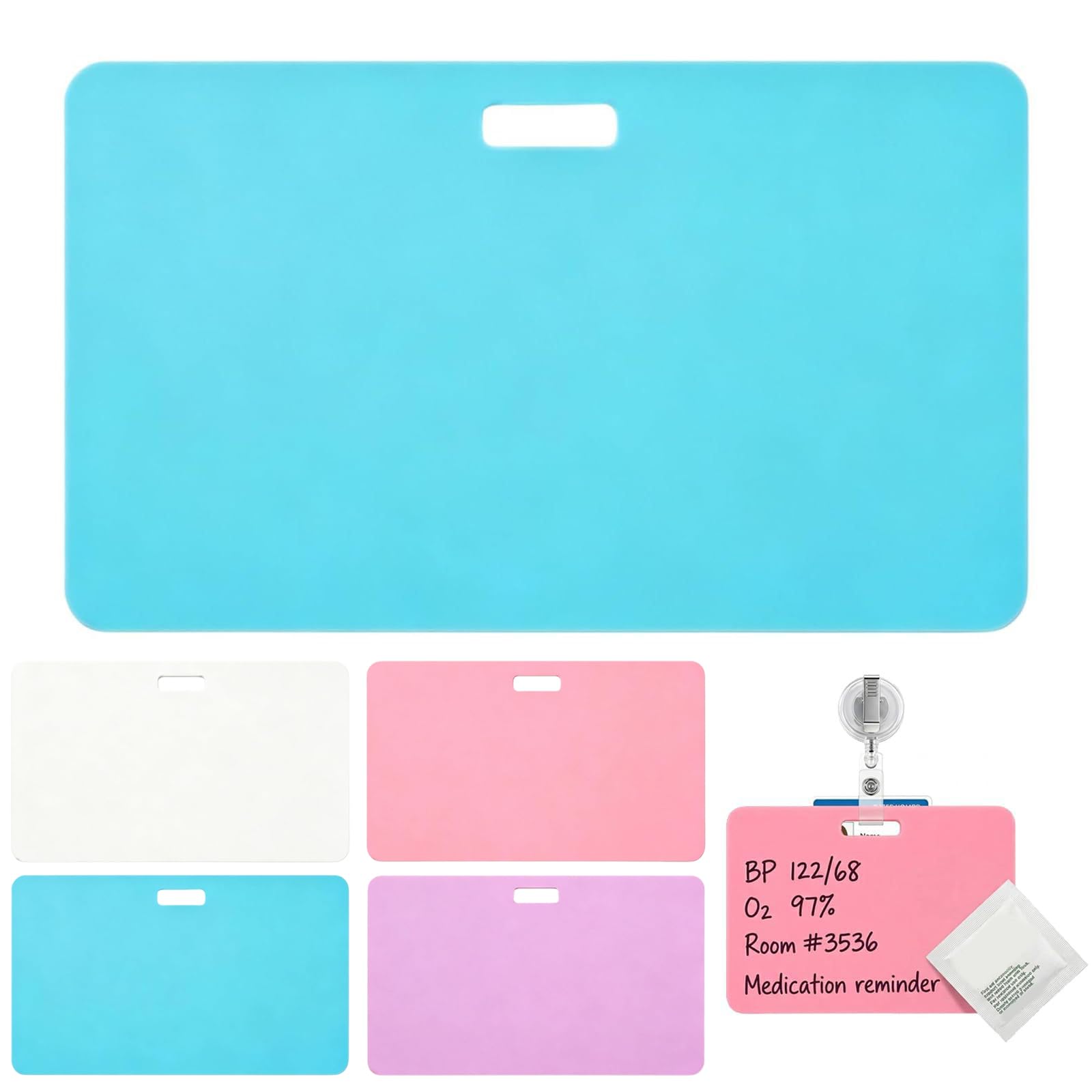 QUNZIDRESS Silicone Erasable Badge Notes,Reusable Badge Reel Notepad, Erasable Silicone Badge Note,Ballpoint Pen Write & Wipeable,Quick Report Note Pad for Nurses, Doctors