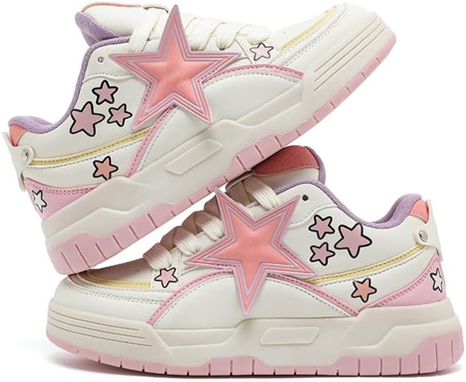 Star Shoes Walking Sneakers for Women Round Toe Y2K Aesthetic Cute Star Detail Comfort Grip US 5.5-8 - Image 8