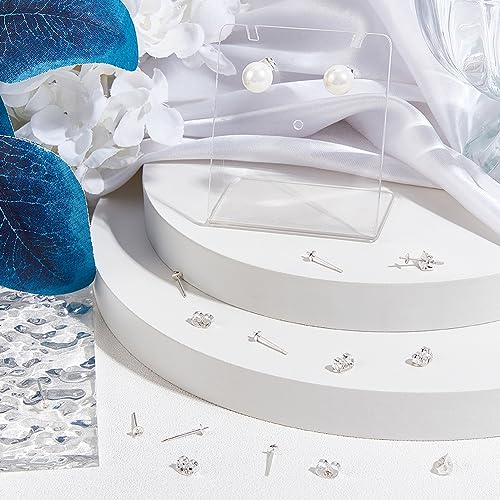 Beebeecraft 1 Box 20Pcs Pearl Cup Earring Post 925 Sterling Silver Stud Earring Findings 0.3mm Pin with 20Pcs Sterling Silver Plated Brass Ear Back for Half Drilled Beads DIY Jewelry Making - Image 4