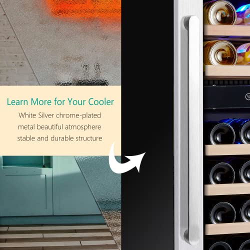 Kalamera 24'' Wine Cooler Refrigerator 40 Bottle - Dual Zone Built-In Or Freestanding Fridge With Seamless Stainless Steel & Triple-Layer Tempered Reversible Glass Door And Temperature Memory Function #TOP2