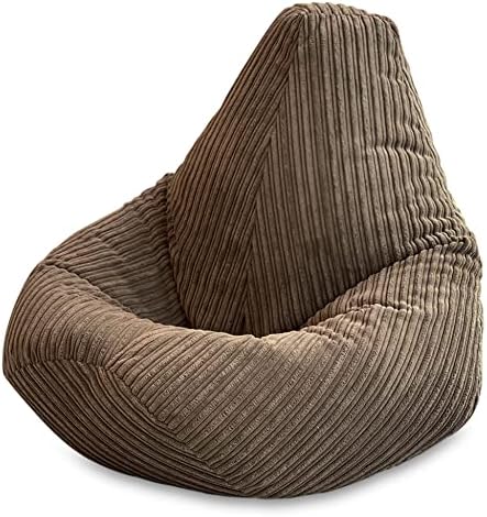 Beautiful Beanbags - Jumbo Cord Beanbag Chair, Large Plush Jumbo Cord High Back Lounger, Recliner (Brown)