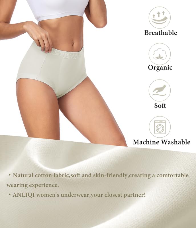 ANLIQI Underwear for Women Cotton High Waist Panties Soft Stretch Full Coverage Briefs Ladies Breathable Panties-Multi Pack - Image 3