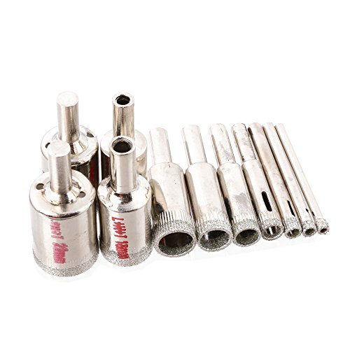 Set de 11 brocas diamantadas para perforar vidrio, mármol, cerámica y azulejos, diámetros de 4 mm a 22 mm miniatura 2