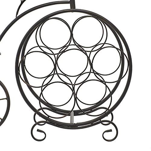 Deco 79 Metal Bike 7 Bottle Wine Rack With Scrollwork, 21" X 9" X 19", Brass #TOP6