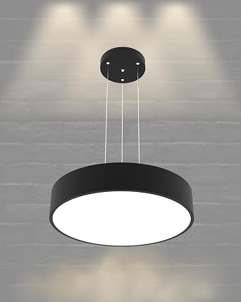Hegza Lighting DRUM-40 Ayarlanabilir Sark t LEDli Modern Siyah Led Avize 4000K Do al Beyaz [Enerji S n f  A]