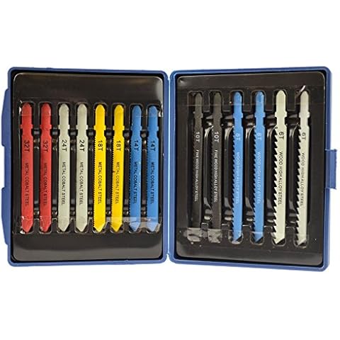 AB Tools 14pc Jigsaw Blade Set for Wood, Metal, Plastic Cover