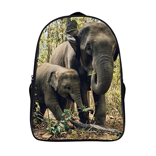 Sac d'école unisexe grand volume de 40cm avec imprimé éléphant