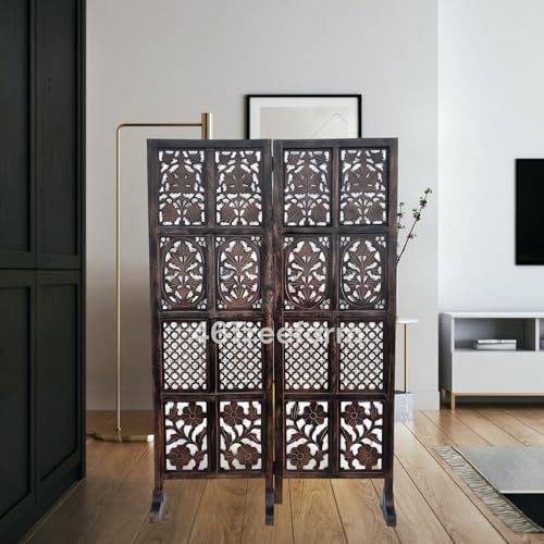 Image of Wooden Room Partition /Screen /Room Divider /Room Separator for Livng Room Bedroom Home Office Restarurant Hallway 20Inches Wide (2 Panel 5 Feet with Stands)