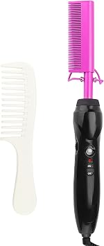 Hot Comb Hair Straightener Electric Heating Pressing Comb Ceramic Flat Iron Curler Portable Hair Straightening Brush for Natural Black Hairs Anti-Scald Beard Wigs Straighten Comb