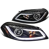 Spec-D Tuning 2LHP-IPA06JM-TM Chevy Impala Monte Carlo Black LED DRL Strip Bar Projector Headlights