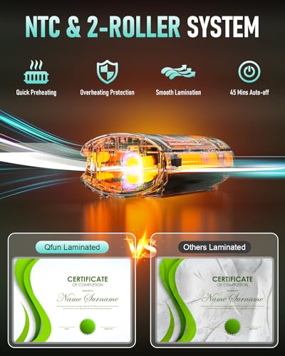 Image of Qfun Laminator Machine 11x17 Cold Thermal Laminator,13 inch Laminating Machine 60s Warm-up with 30 Laminate Sheets,9 in 1 Desktop A3 Lamination Machine with Paper Trimmer for Teacher Home Office